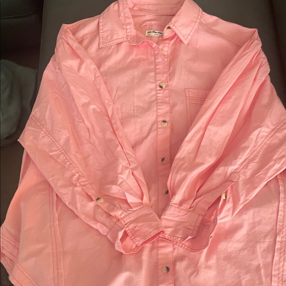 We The Free Light Peach Button Down Shirt